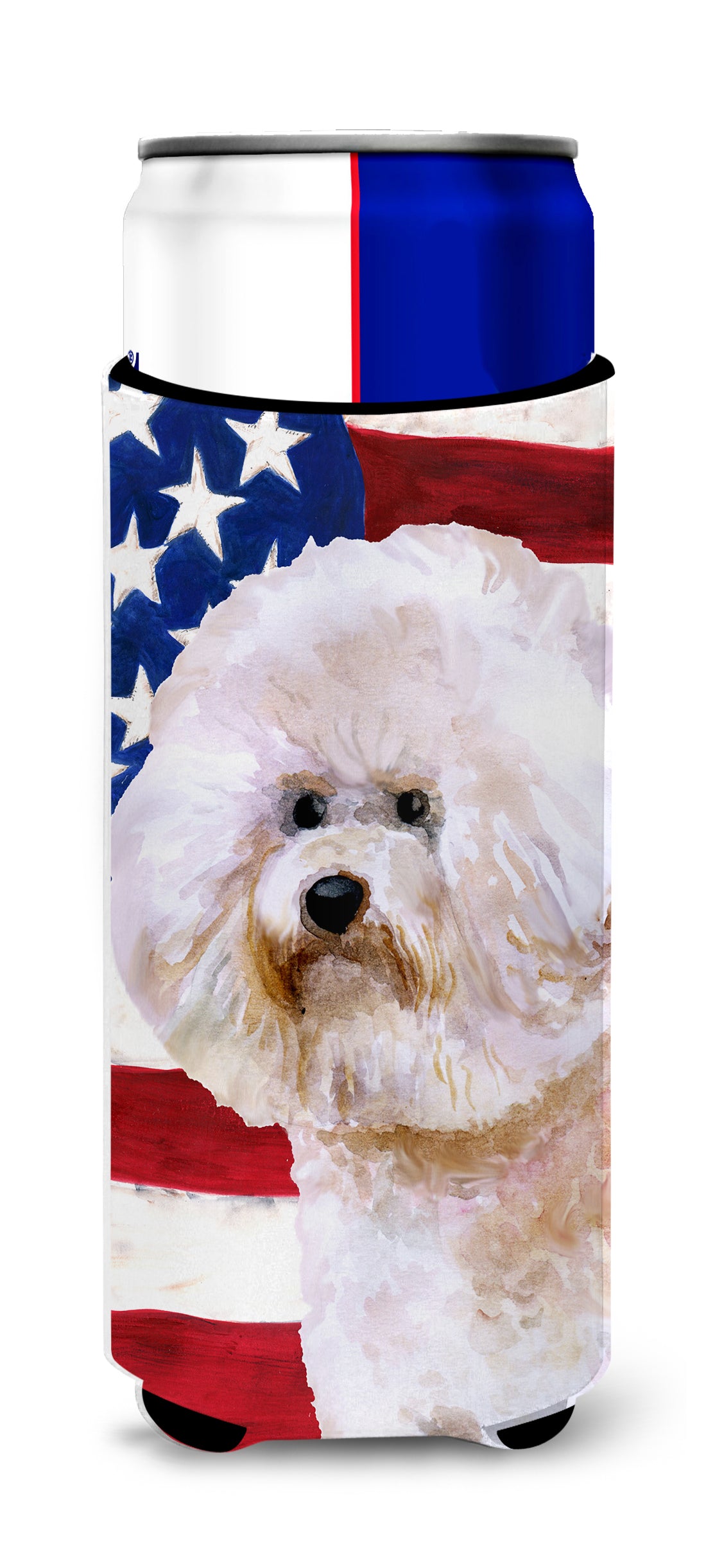 Bichon Frise #2 Patriotic  Ultra Hugger for slim cans BB9705MUK  the-store.com.