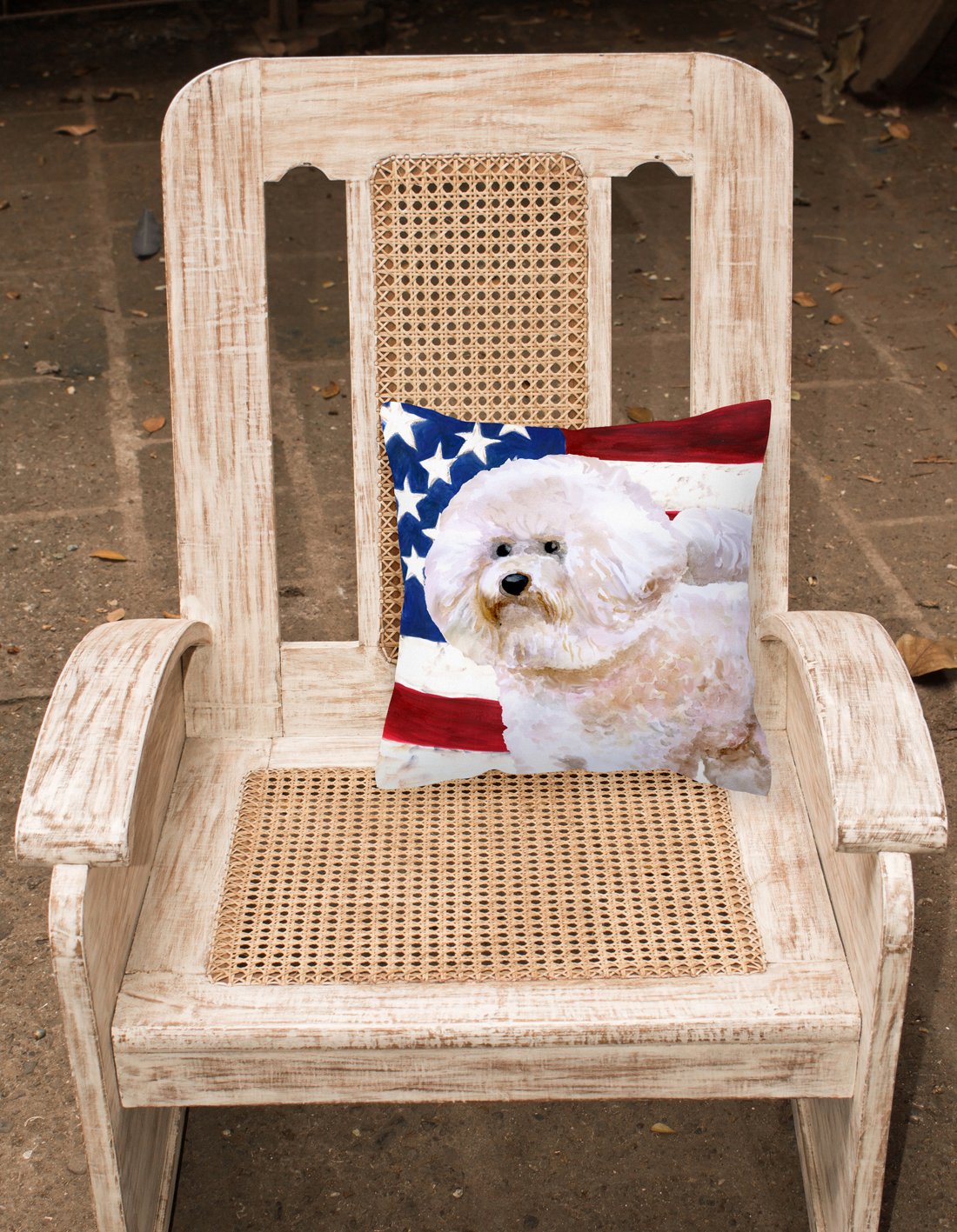 Bichon Frise #2 Patriotic Fabric Decorative Pillow BB9705PW1818 by Caroline's Treasures