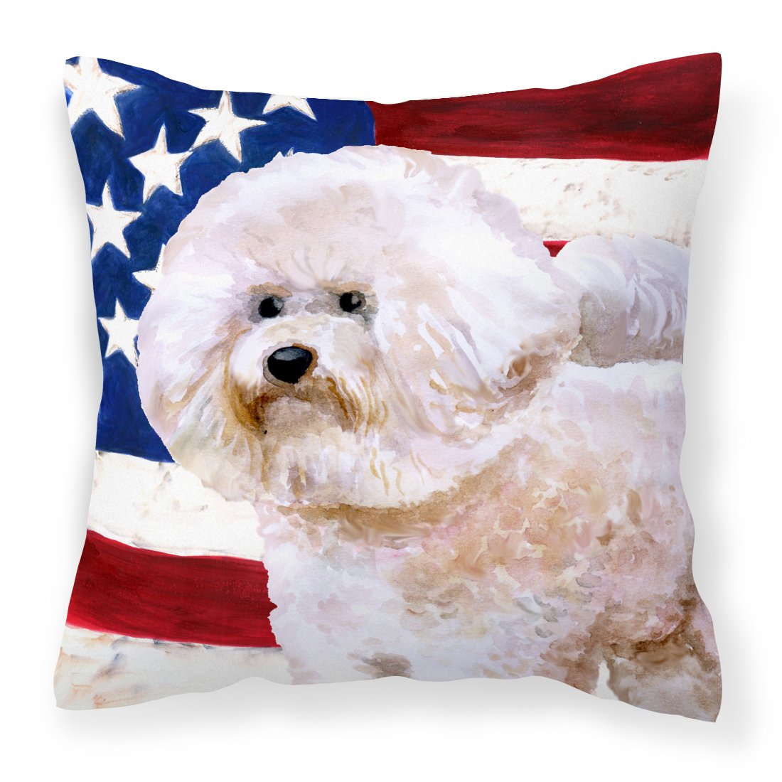 Bichon Frise #2 Patriotic Fabric Decorative Pillow BB9705PW1818 by Caroline's Treasures