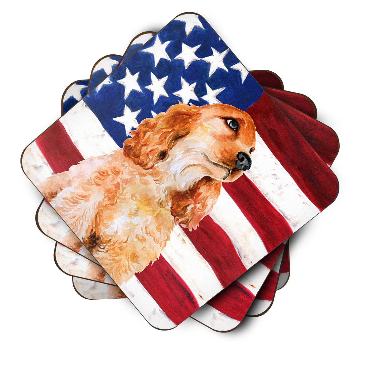 Cocker Spaniel Patriotic Foam Coaster Set of 4 BB9706FC - the-store.com