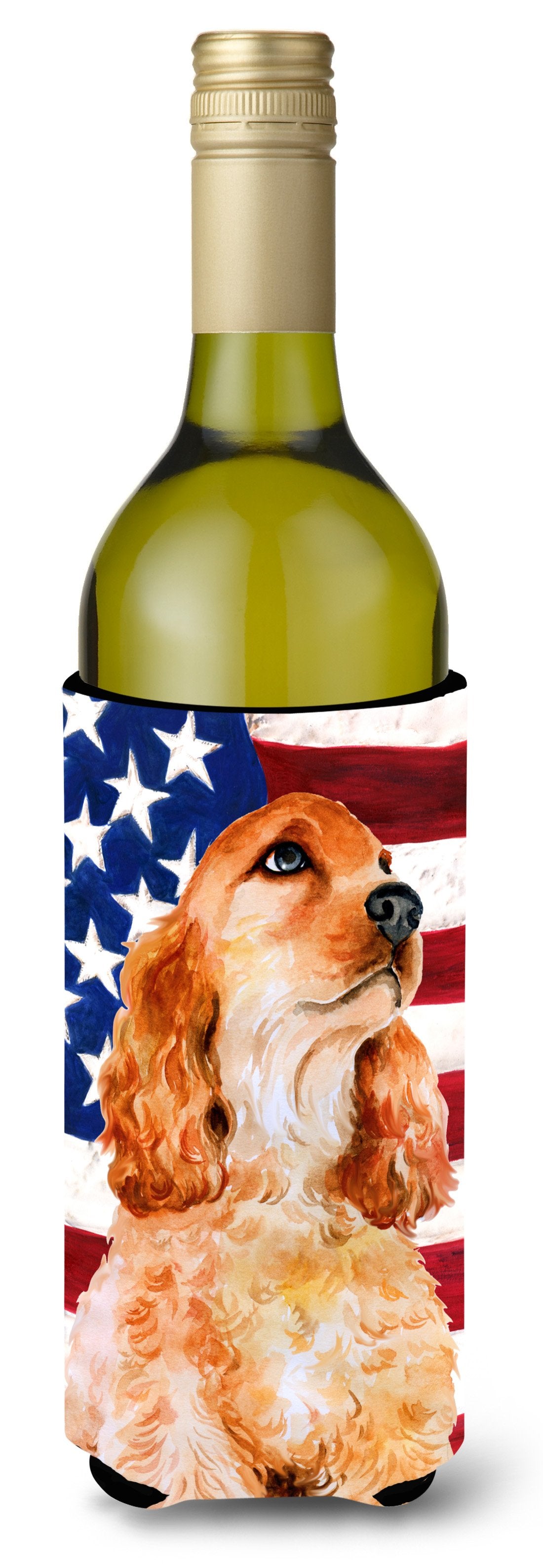 Cocker Spaniel Patriotic Wine Bottle Beverge Insulator Hugger BB9706LITERK by Caroline&#39;s Treasures