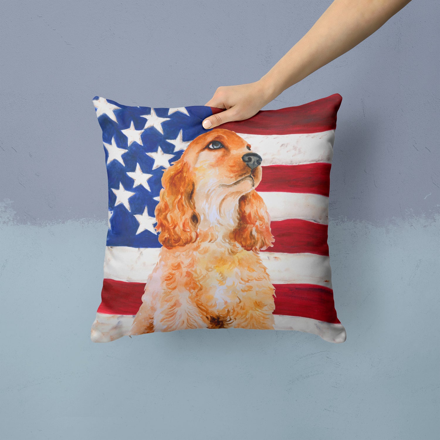 Cocker Spaniel Patriotic Fabric Decorative Pillow BB9706PW1414 - the-store.com