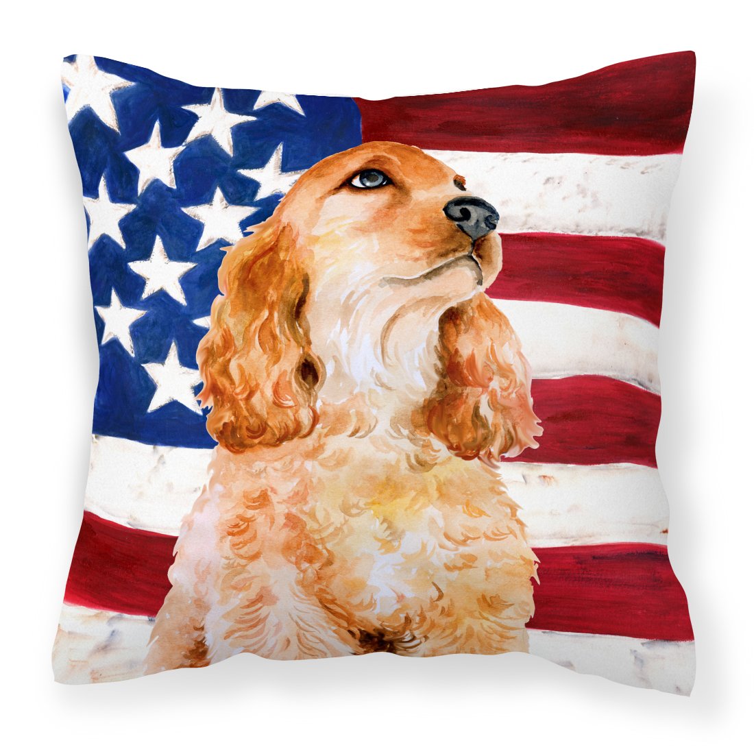 Cocker Spaniel Patriotic Fabric Decorative Pillow BB9706PW1818 by Caroline's Treasures