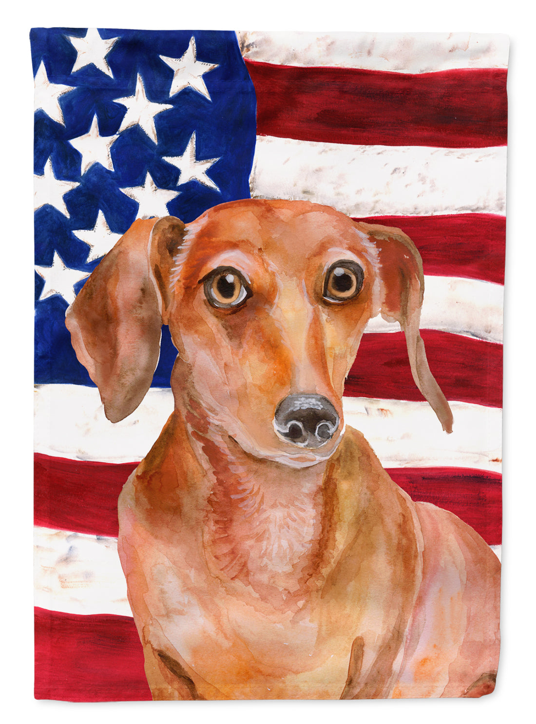 Red Dachshund Patriotic Flag Canvas House Size BB9707CHF  the-store.com.