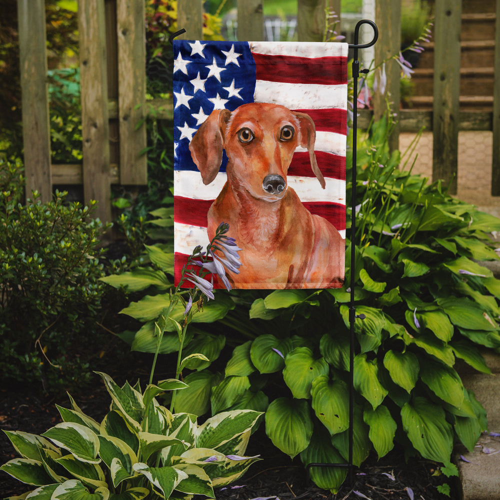 Red Dachshund Patriotic Flag Garden Size BB9707GF  the-store.com.