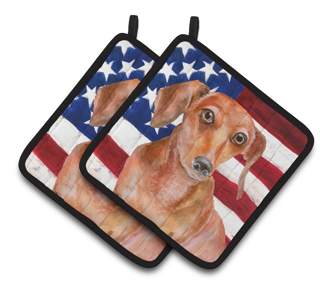 Red Dachshund Patriotic Pair of Pot Holders BB9707PTHD by Caroline's Treasures