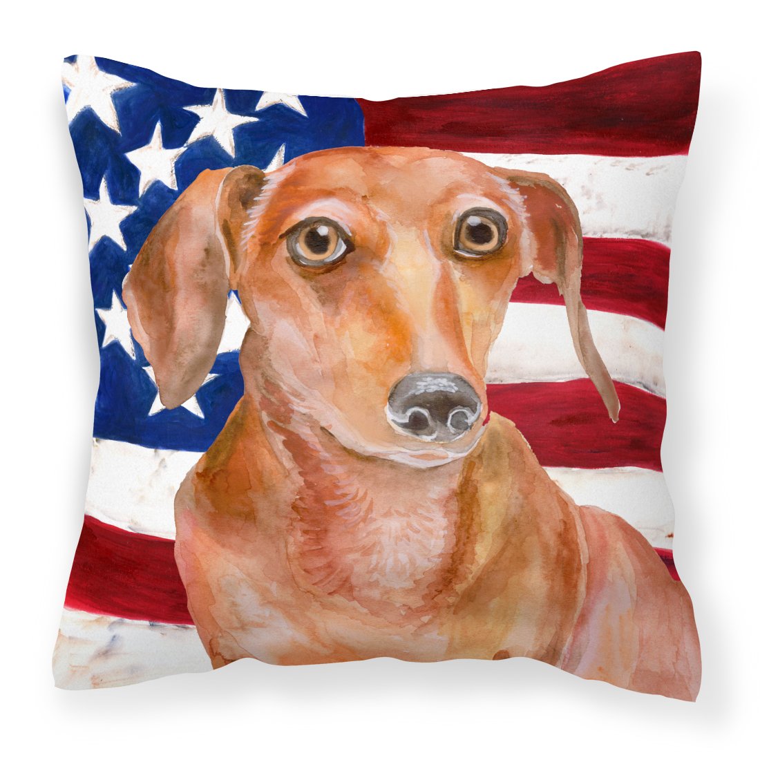 Red Dachshund Patriotic Fabric Decorative Pillow BB9707PW1818 by Caroline's Treasures