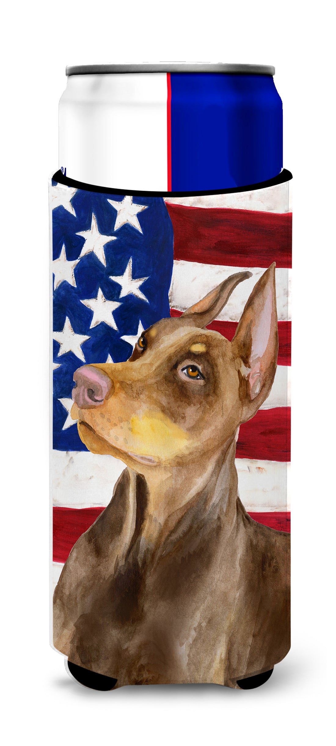 Doberman Pinscher Patriotic  Ultra Hugger for slim cans BB9709MUK  the-store.com.