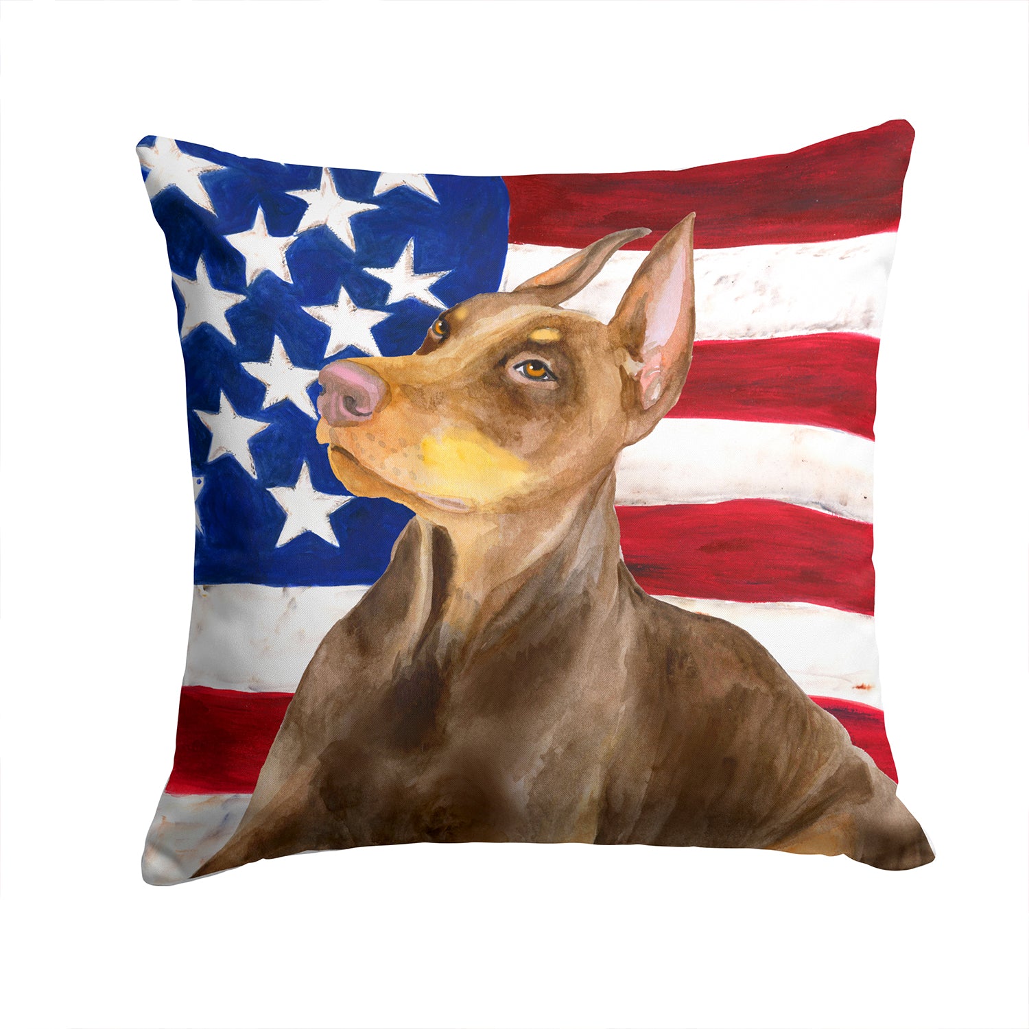 Doberman Pinscher Patriotic Fabric Decorative Pillow BB9709PW1414 - the-store.com