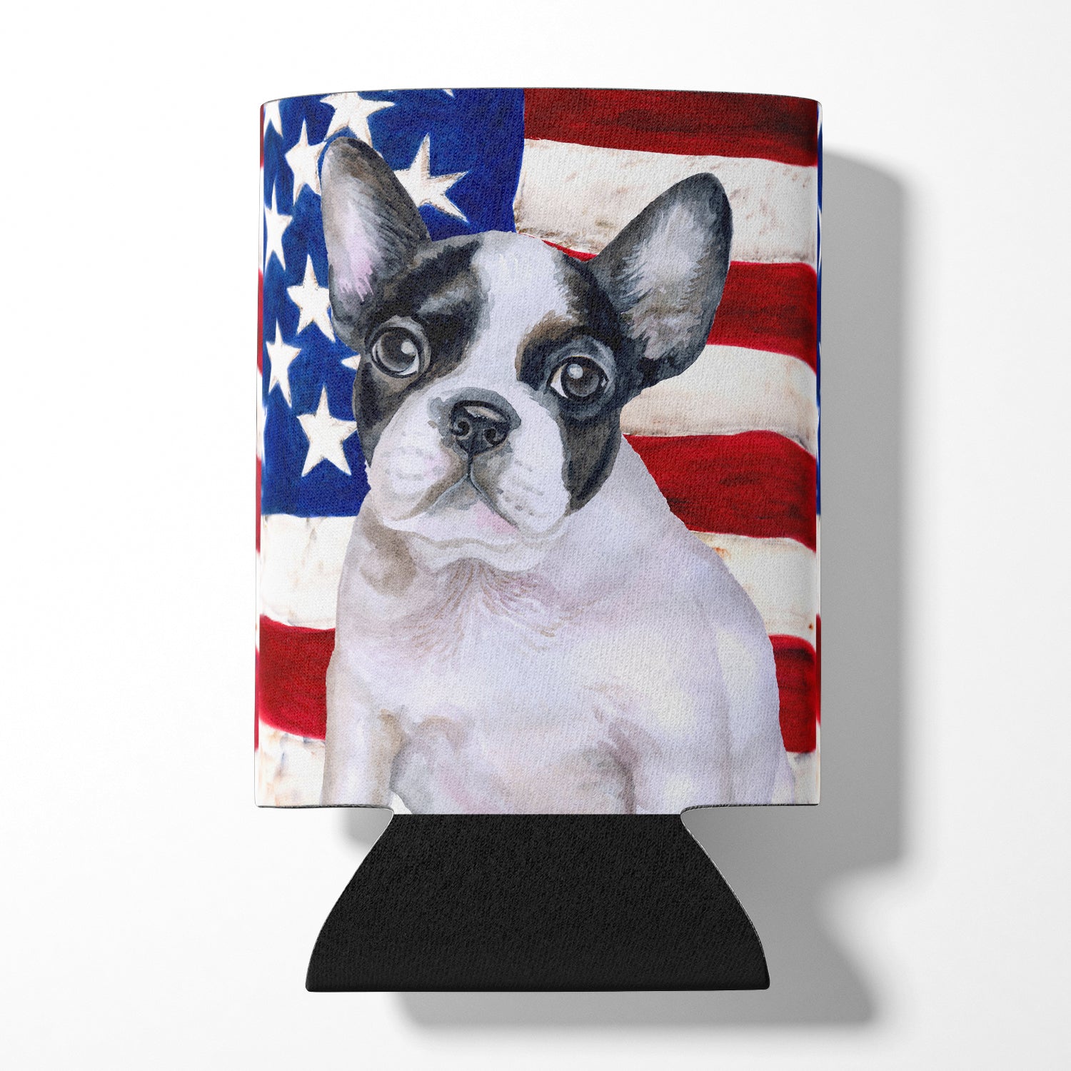 French Bulldog Black White Patriotic Can or Bottle Hugger BB9710CC  the-store.com.