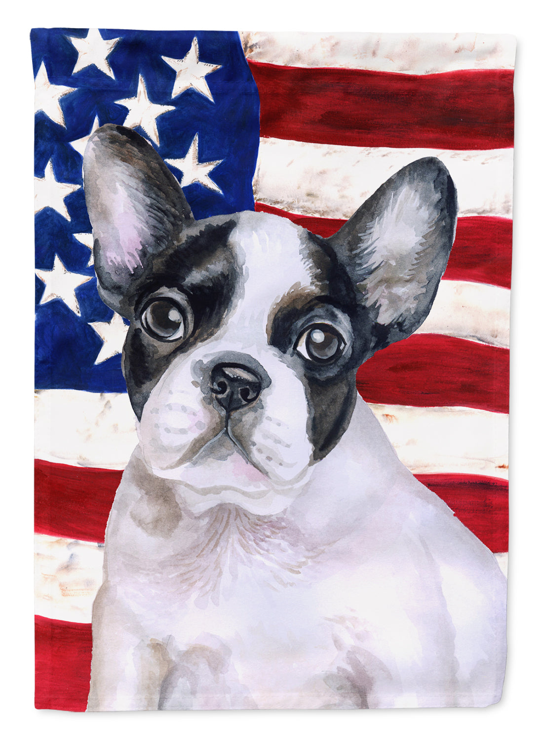 French Bulldog Black White Patriotic Flag Garden Size BB9710GF  the-store.com.