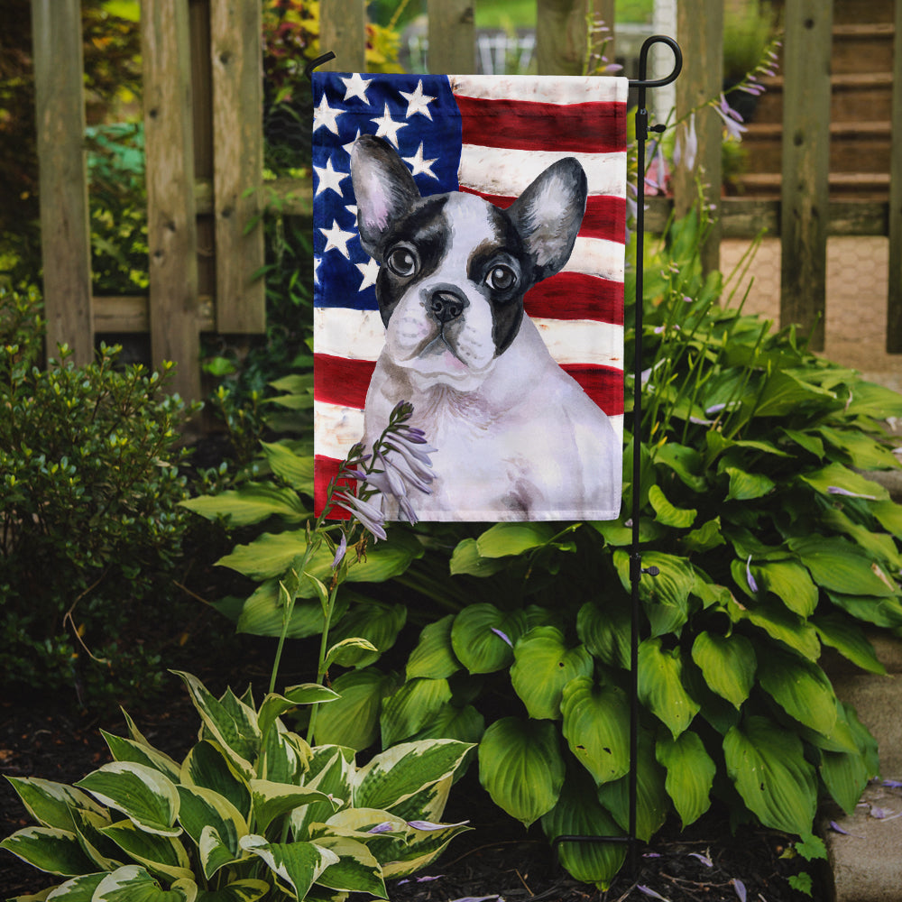 French Bulldog Black White Patriotic Flag Garden Size BB9710GF  the-store.com.