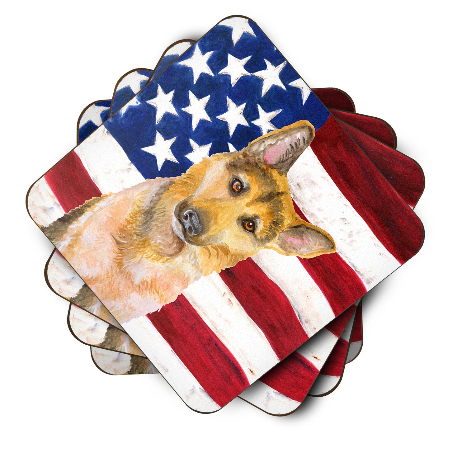 German Shepherd #2 Patriotic Foam Coaster Set of 4 BB9711FC - the-store.com