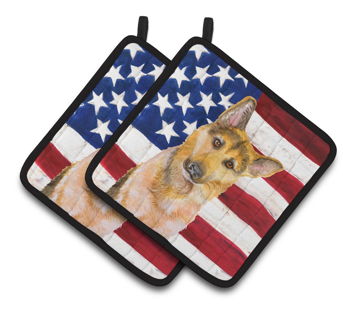 German Shepherd #2 Patriotic Pair of Pot Holders BB9711PTHD by Caroline's Treasures