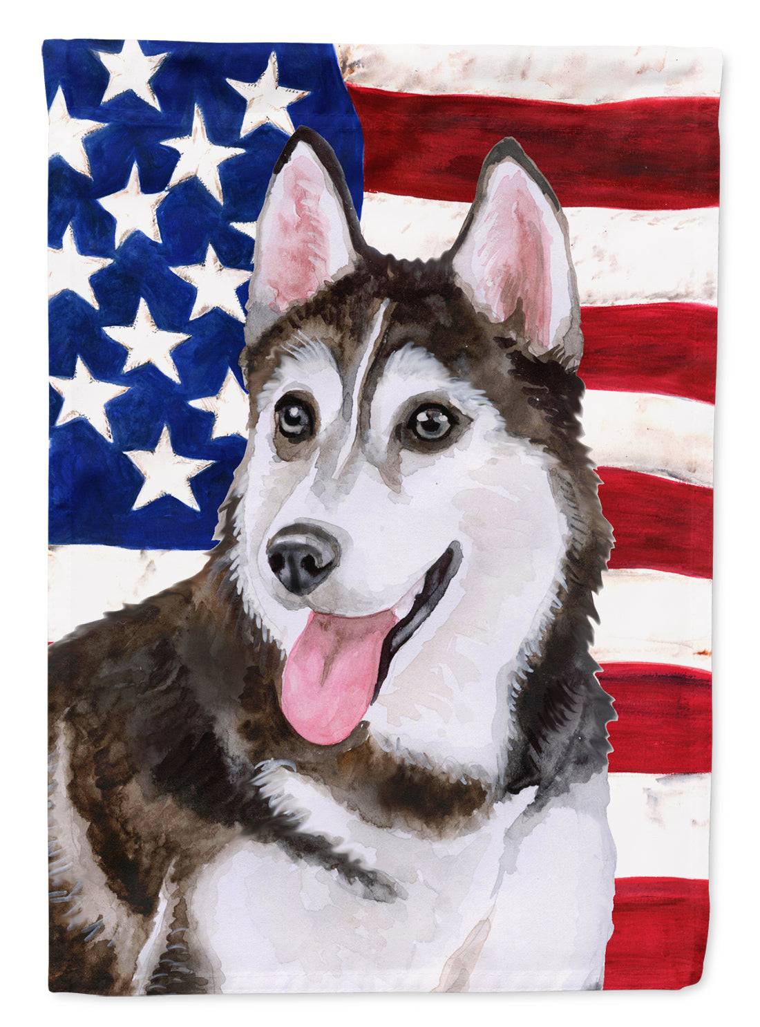 Siberian Husky #2 Patriotic Flag Canvas House Size BB9712CHF  the-store.com.