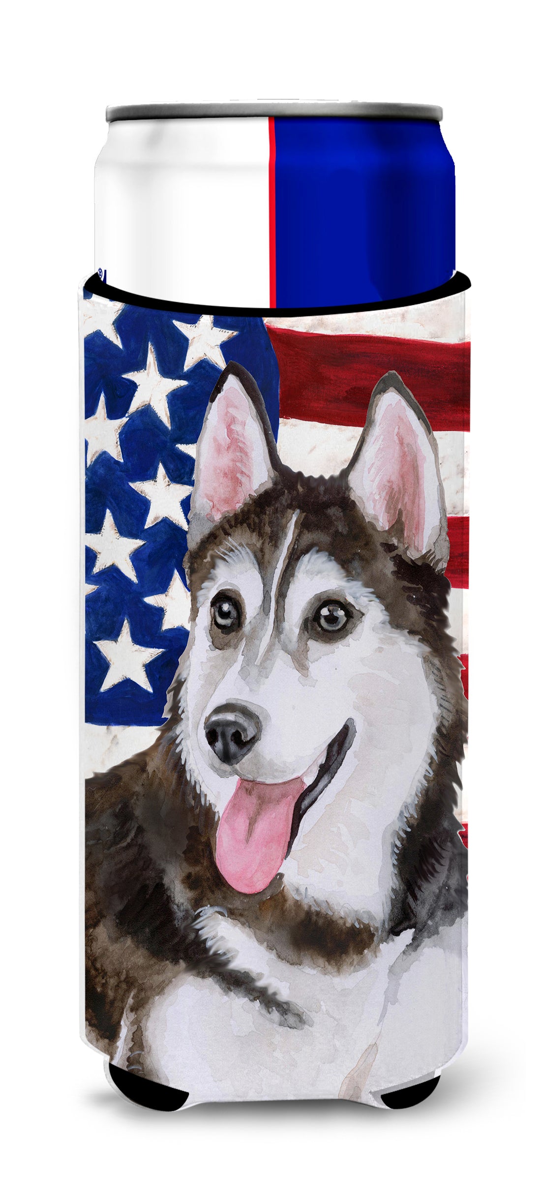 Siberian Husky #2 Patriotic  Ultra Hugger for slim cans BB9712MUK  the-store.com.