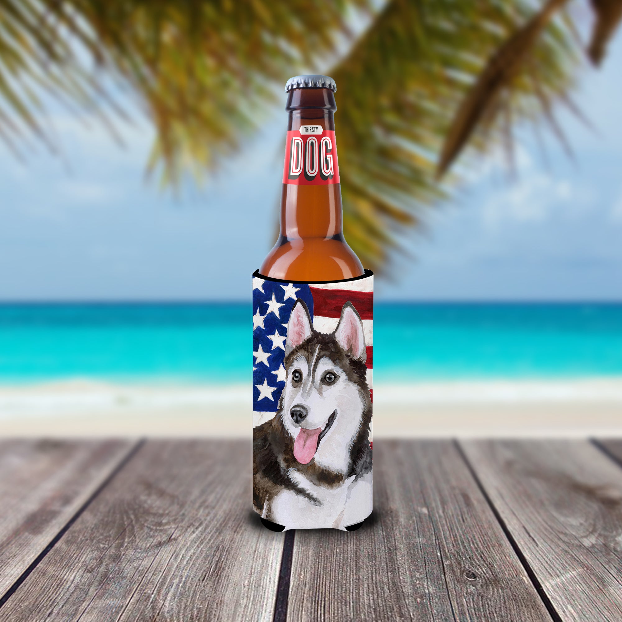 Siberian Husky #2 Patriotic  Ultra Hugger for slim cans BB9712MUK  the-store.com.