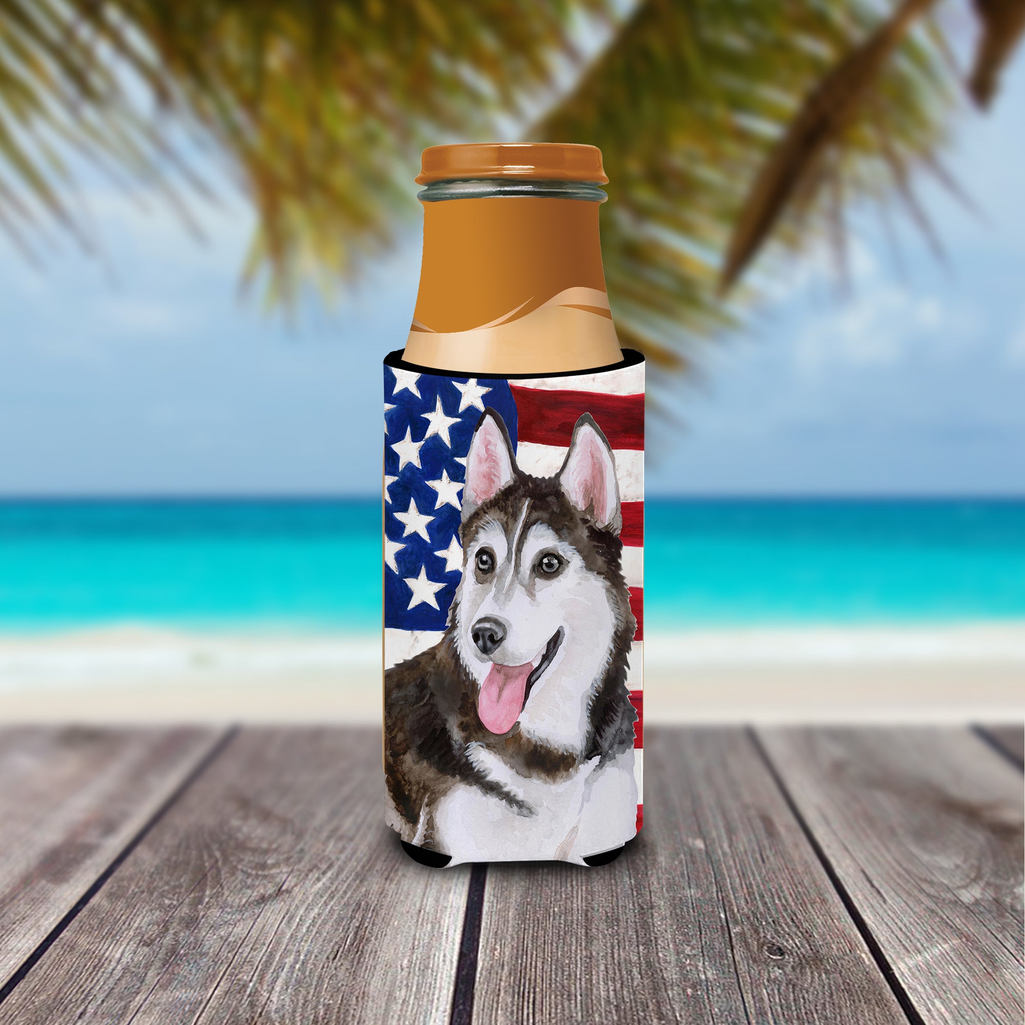 Siberian Husky #2 Patriotic  Ultra Hugger for slim cans BB9712MUK  the-store.com.