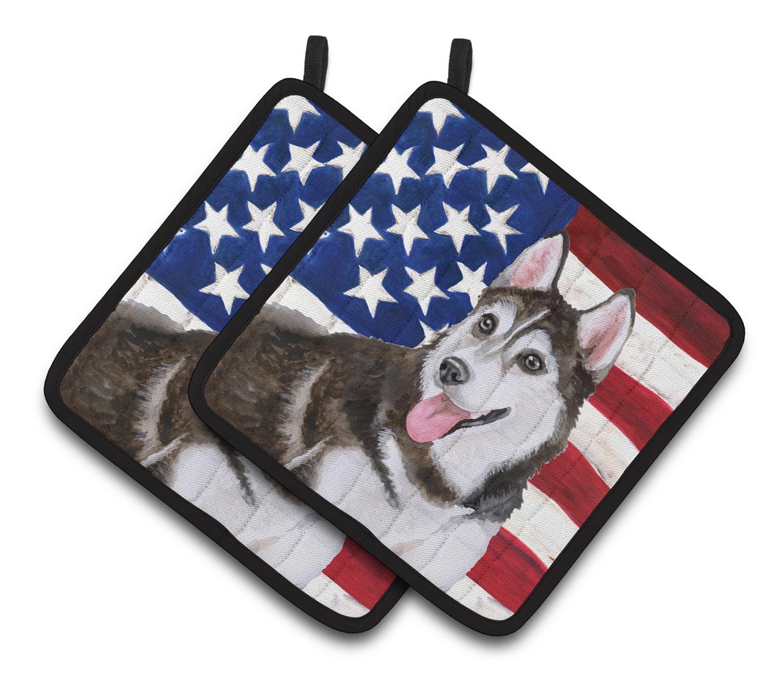 Siberian Husky #2 Patriotic Pair of Pot Holders BB9712PTHD by Caroline's Treasures