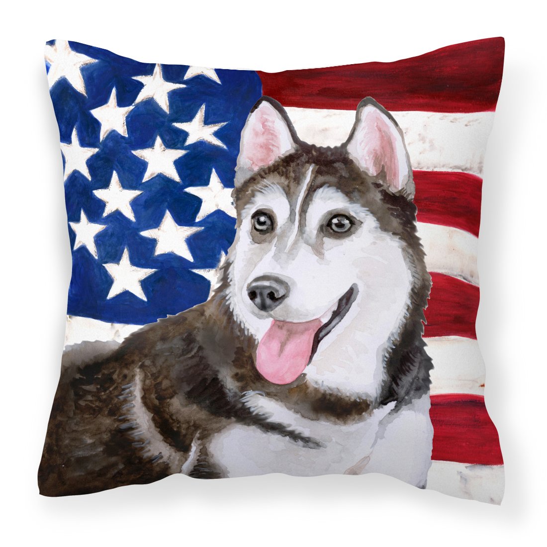 Siberian Husky #2 Patriotic Fabric Decorative Pillow BB9712PW1818 by Caroline's Treasures