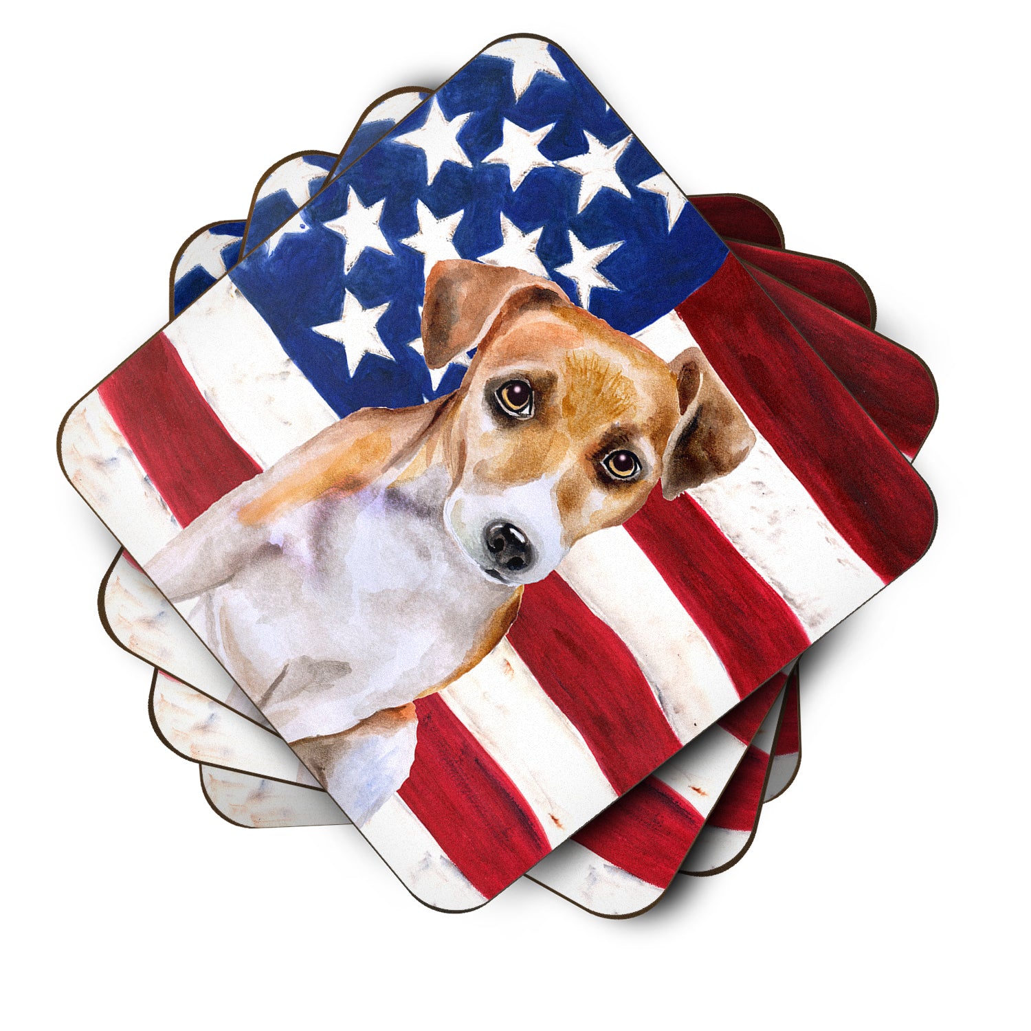 Jack Russell Terrier #2 Patriotic Foam Coaster Set of 4 BB9713FC - the-store.com