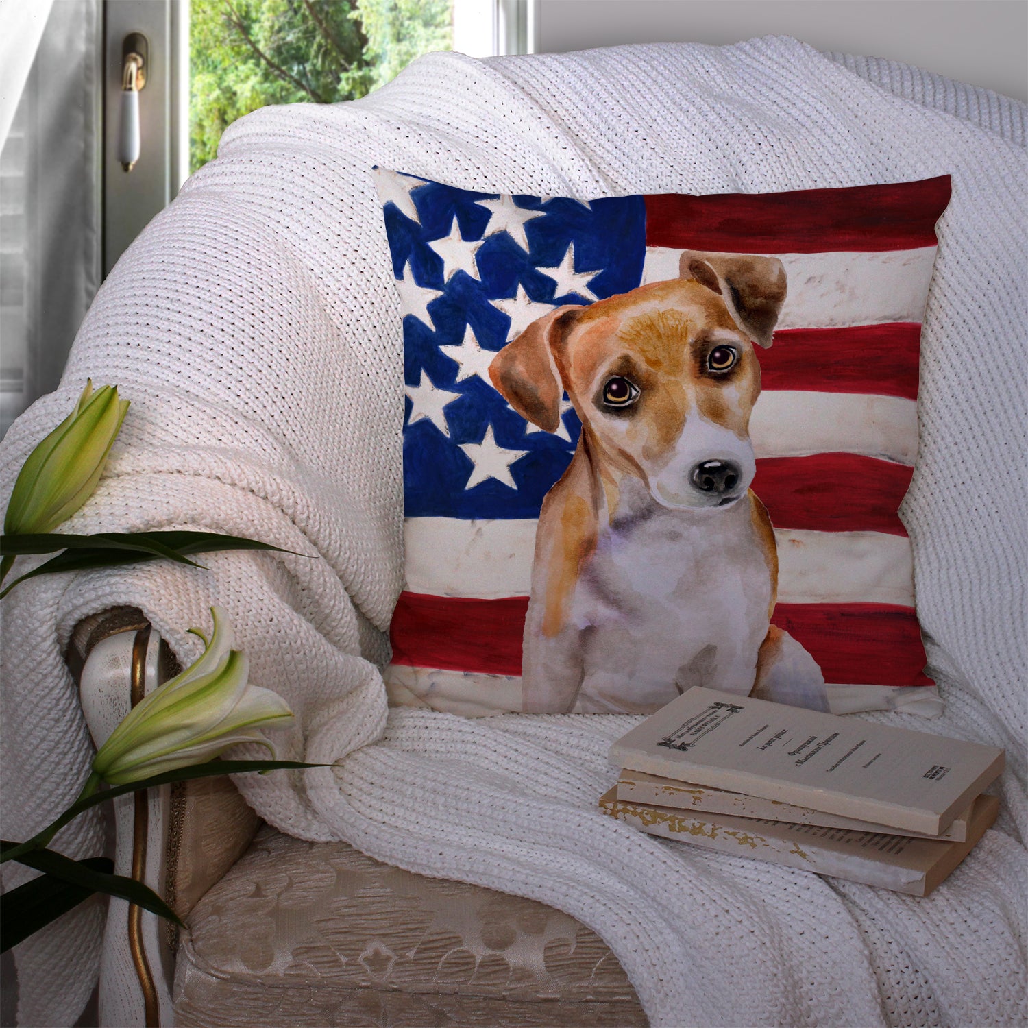 Jack Russell Terrier #2 Patriotic Fabric Decorative Pillow - the-store.com