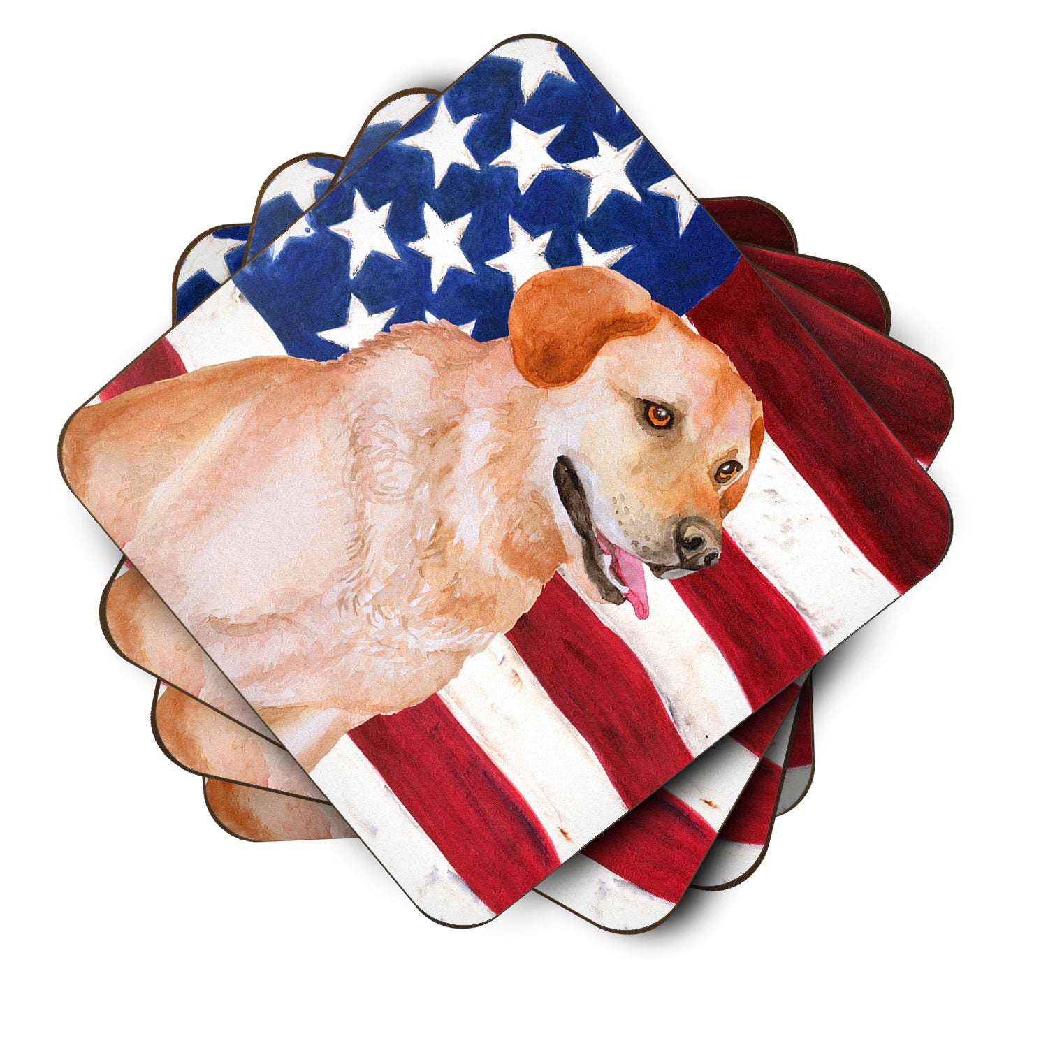 Labrador Retriever Patriotic Foam Coaster Set of 4 BB9714FC - the-store.com