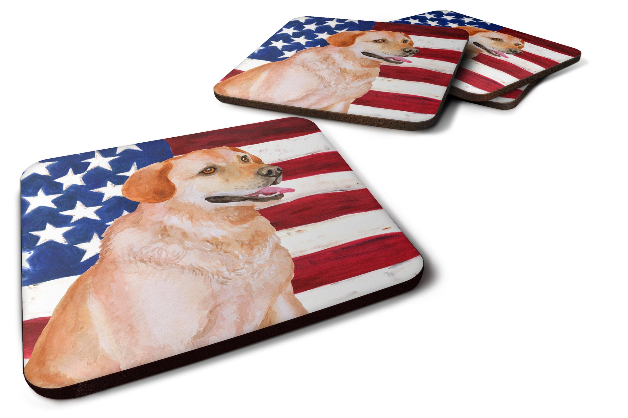 Labrador Retriever Patriotic Foam Coaster Set of 4 BB9714FC - the-store.com