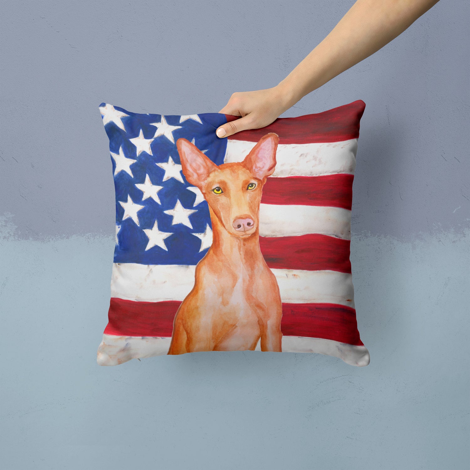 Pharaoh Hound Patriotic Fabric Decorative Pillow BB9715PW1414 - the-store.com