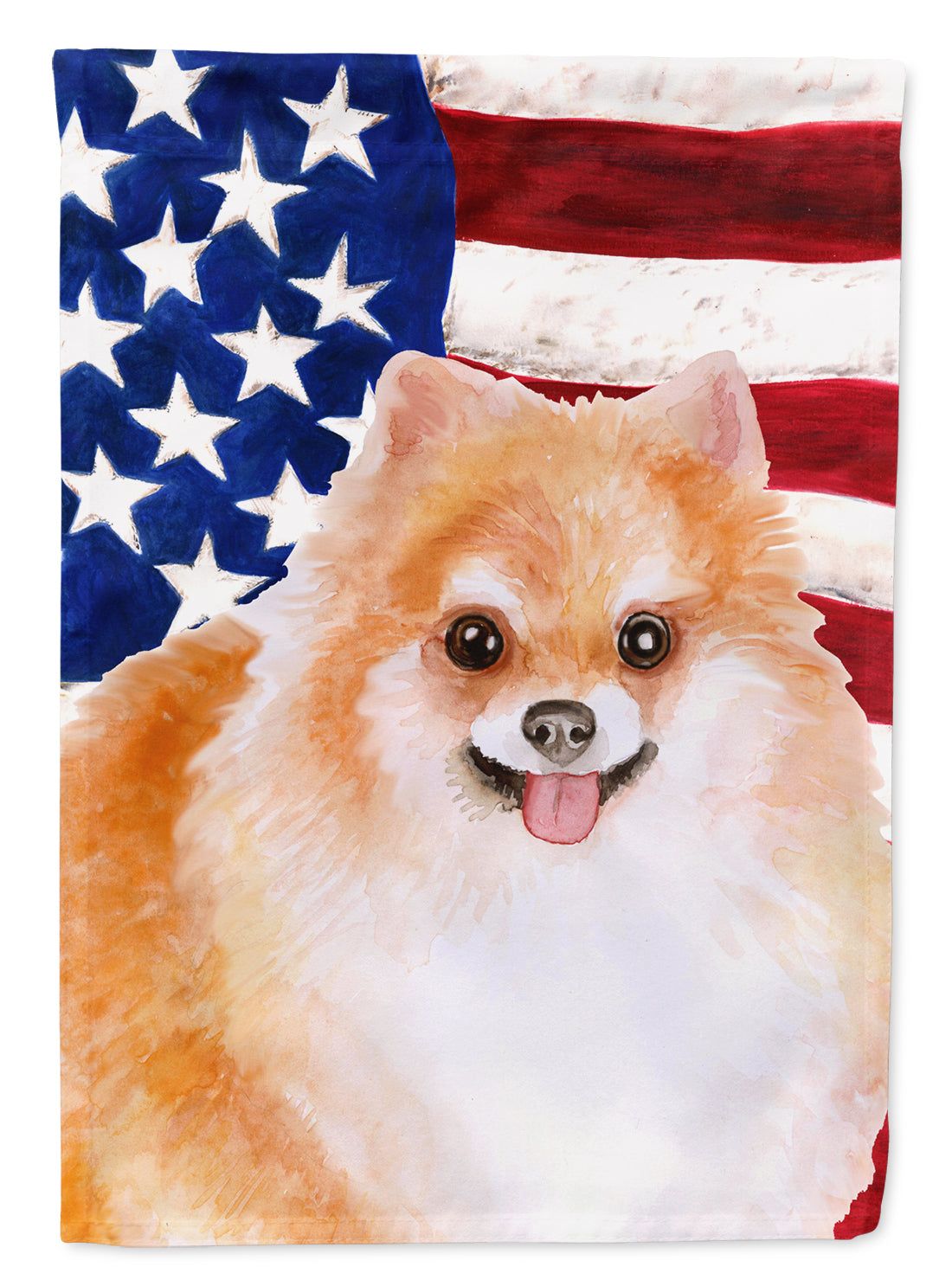 Pomeranian #2 Patriotic Flag Canvas House Size BB9716CHF  the-store.com.