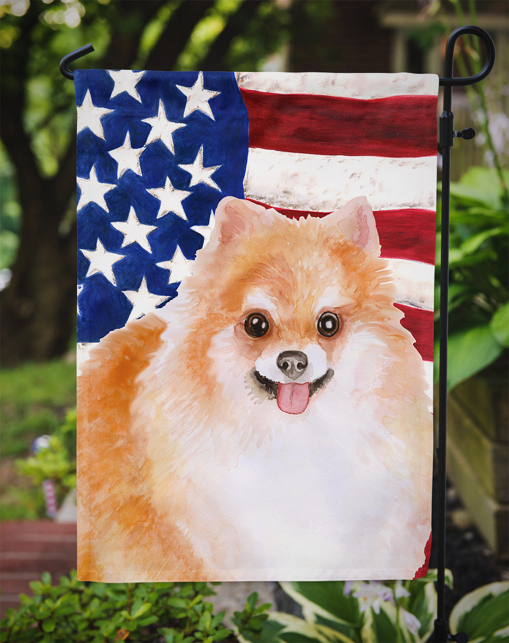 Pomeranian #2 Patriotic Flag Garden Size BB9716GF  the-store.com.