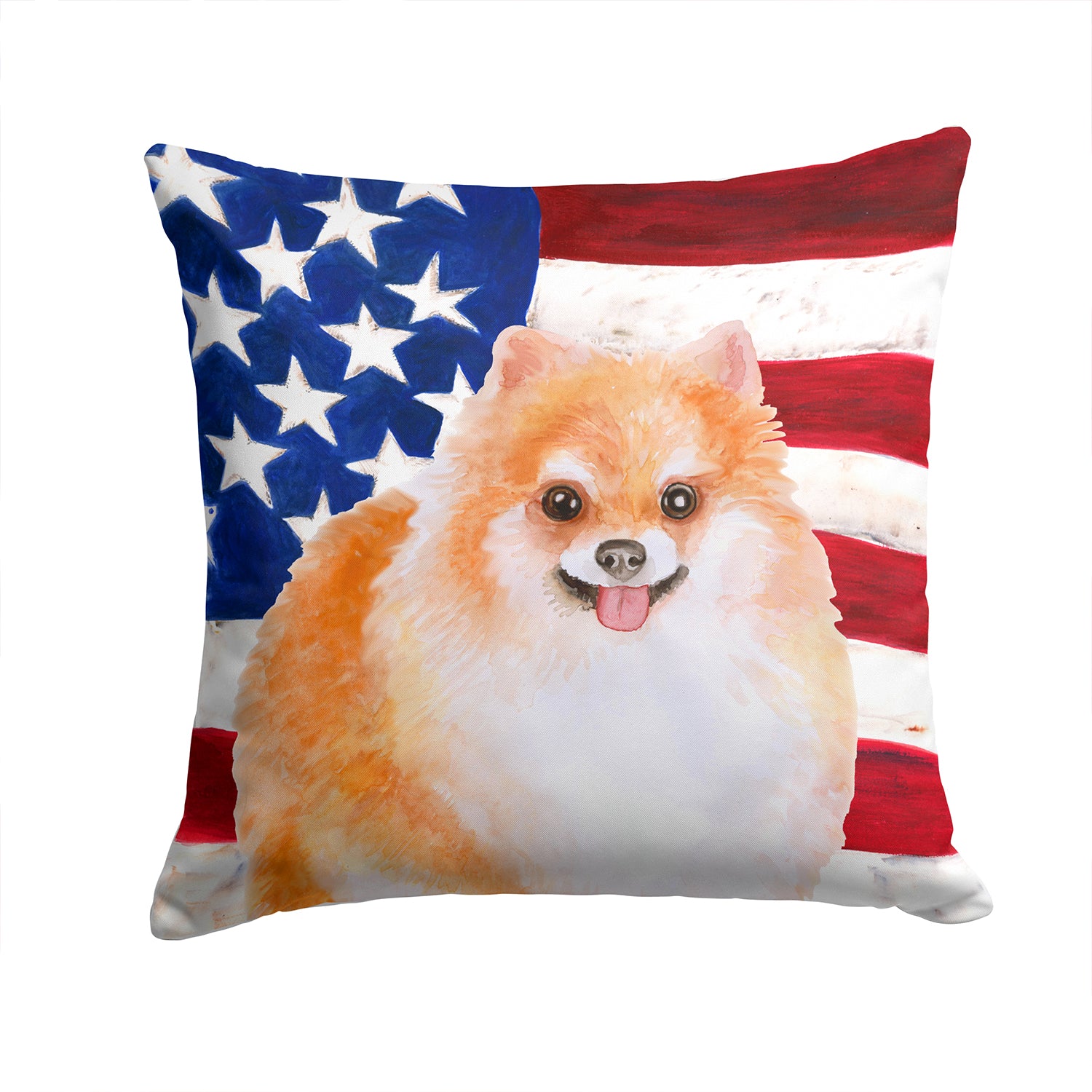 Pomeranian #2 Patriotic Fabric Decorative Pillow BB9716PW1414 - the-store.com