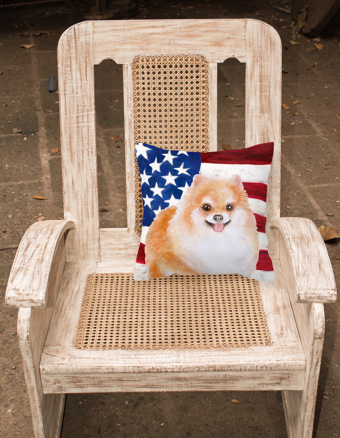 Pomeranian #2 Patriotic Fabric Decorative Pillow BB9716PW1818 by Caroline's Treasures