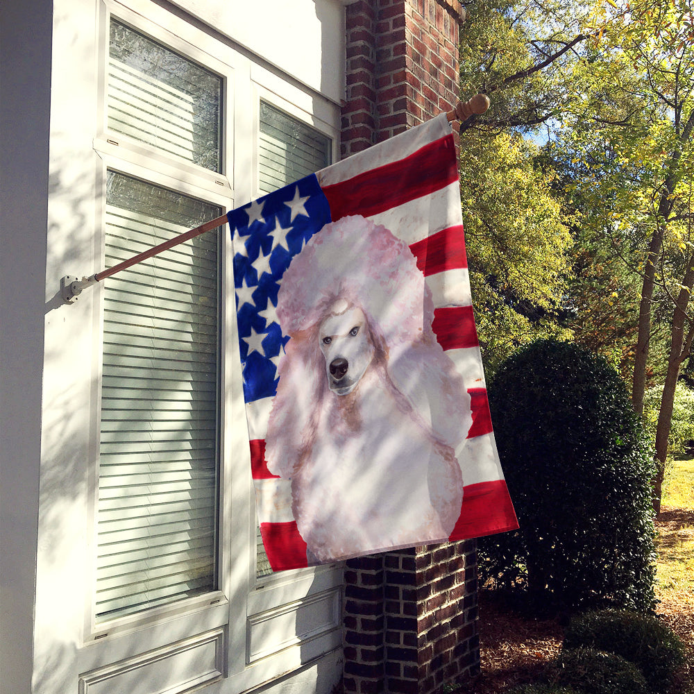 White Standard Poodle Patriotic Flag Canvas House Size BB9717CHF  the-store.com.