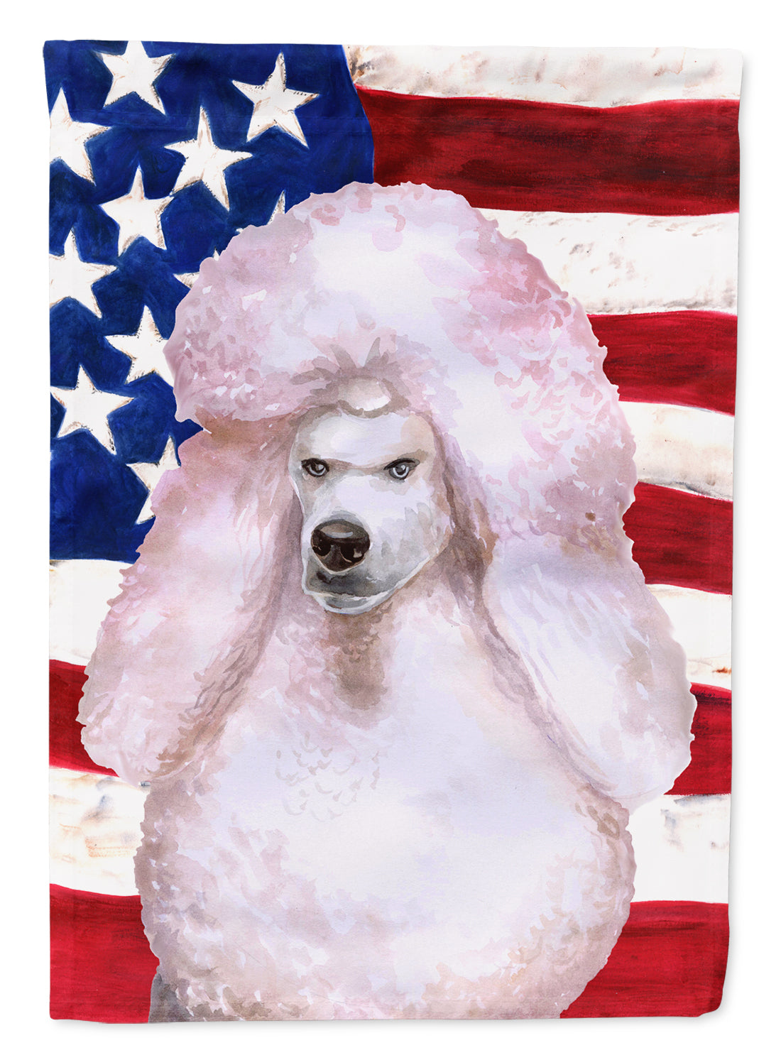 White Standard Poodle Patriotic Flag Garden Size BB9717GF  the-store.com.