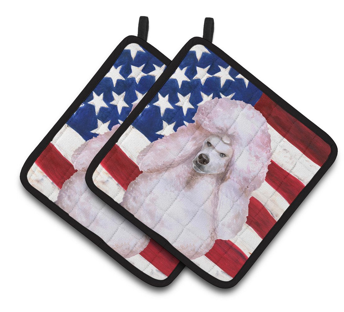 White Standard Poodle Patriotic Pair of Pot Holders BB9717PTHD by Caroline's Treasures