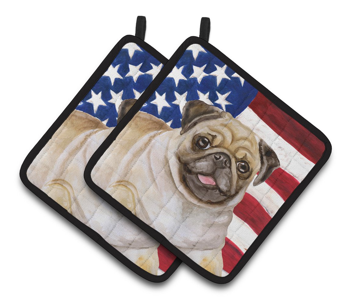 Fawn Pug Patriotic Pair of Pot Holders BB9718PTHD by Caroline's Treasures