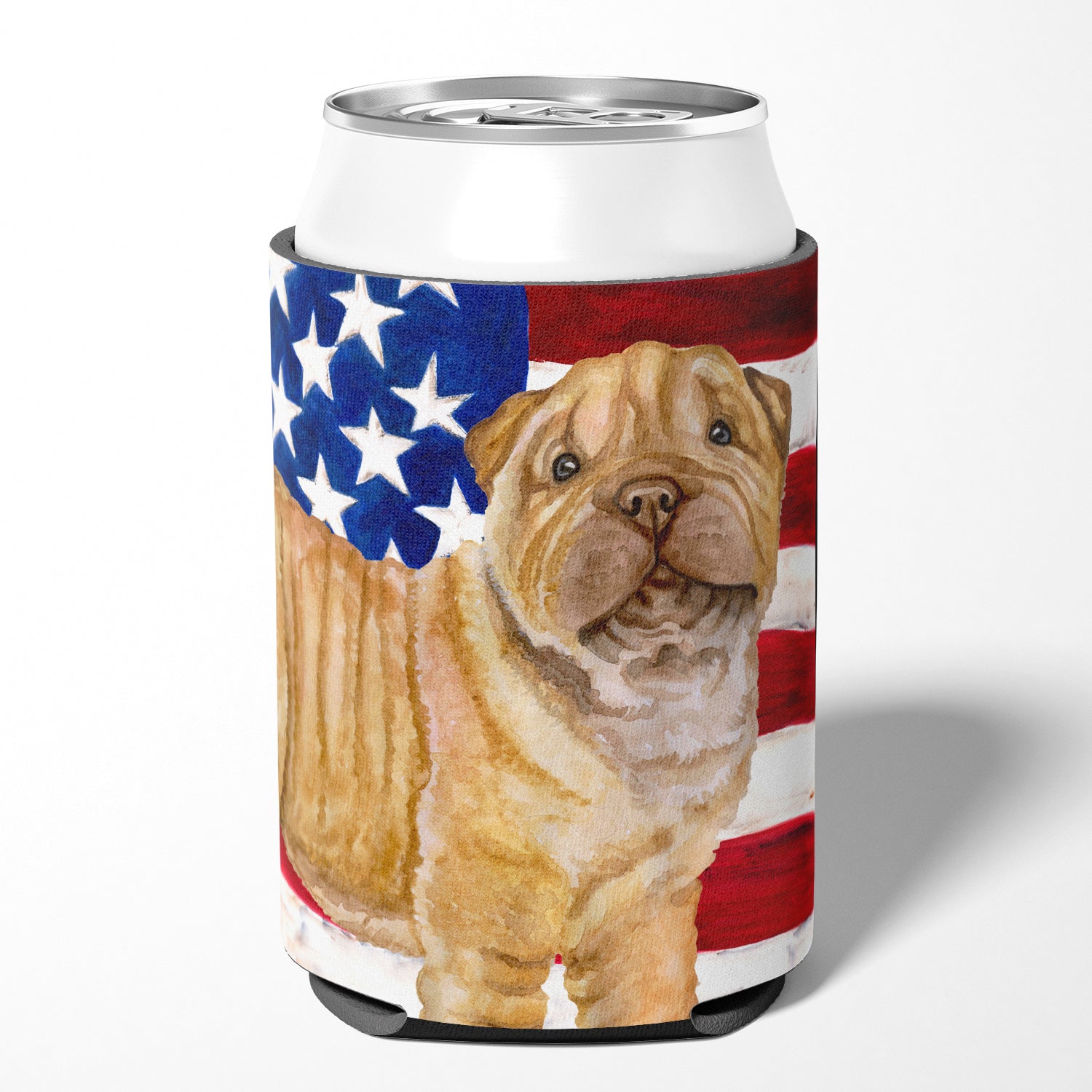 Shar Pei Puppy Patriotic Can or Bottle Hugger BB9719CC  the-store.com.