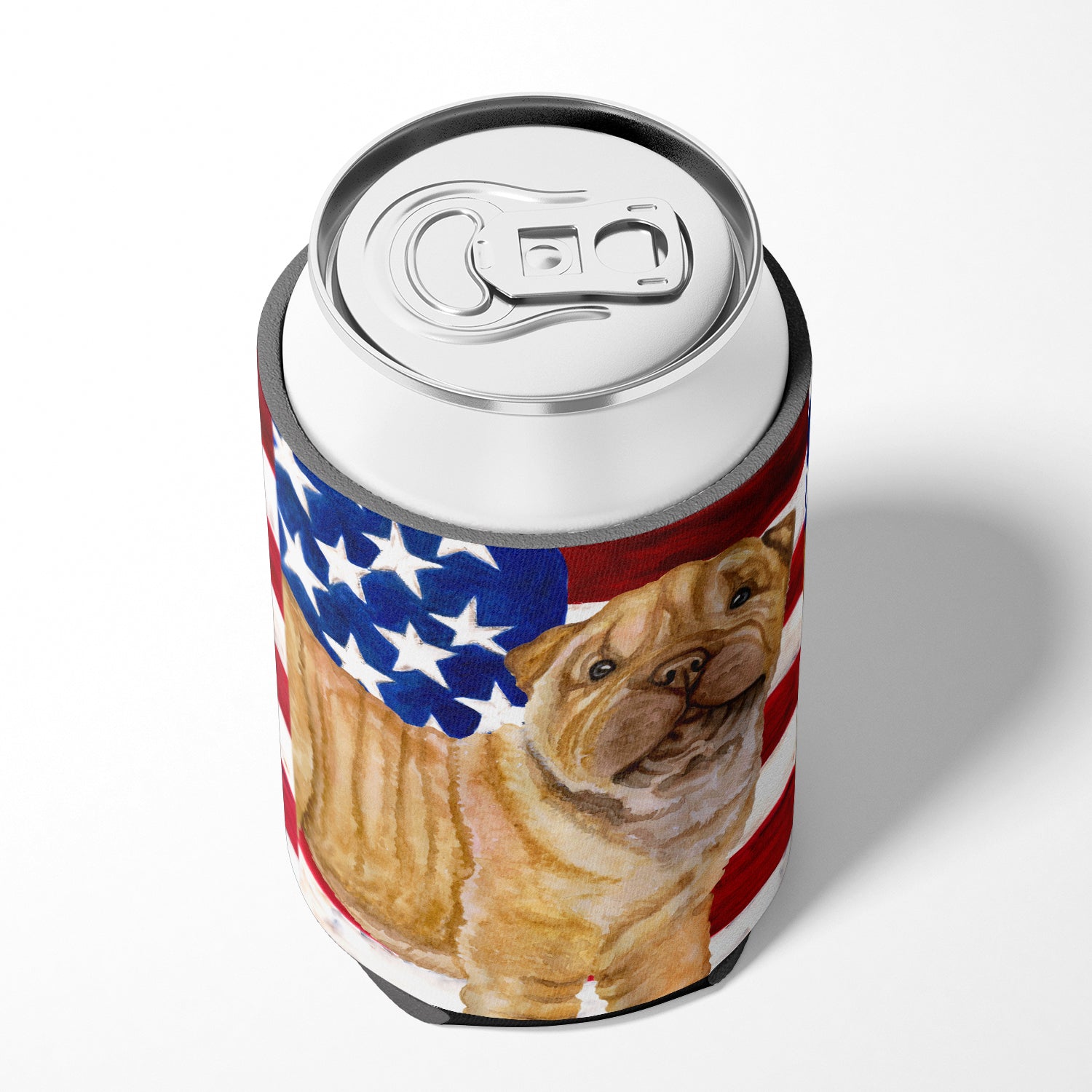 Shar Pei Puppy Patriotic Can or Bottle Hugger BB9719CC  the-store.com.