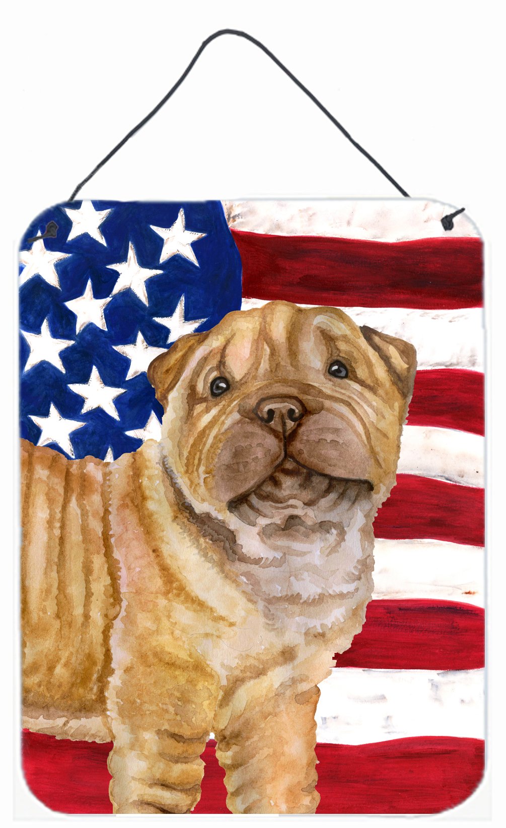 Shar Pei Puppy Patriotic Wall or Door Hanging Prints BB9719DS1216 by Caroline's Treasures