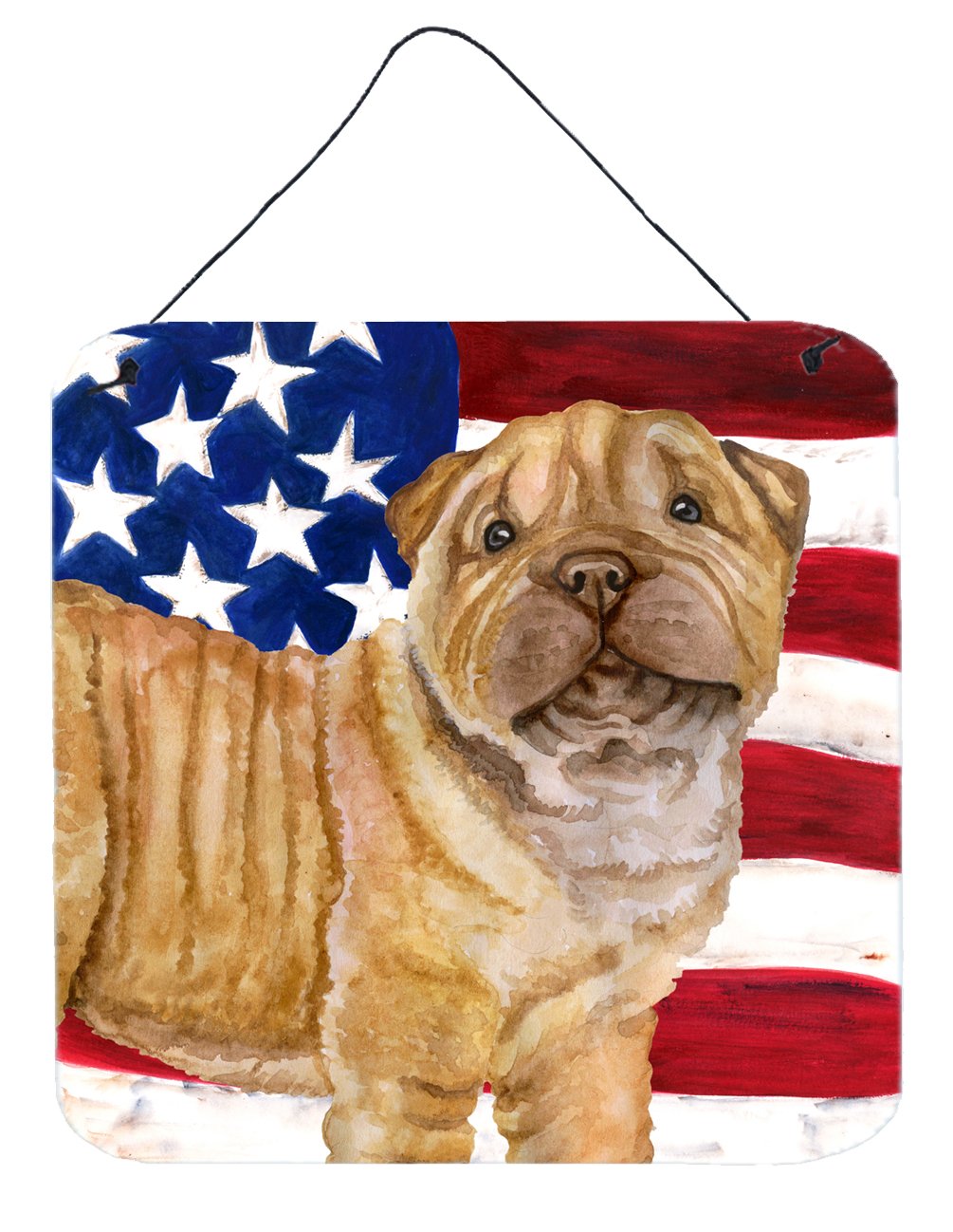 Shar Pei Puppy Patriotic Wall or Door Hanging Prints BB9719DS66 by Caroline's Treasures