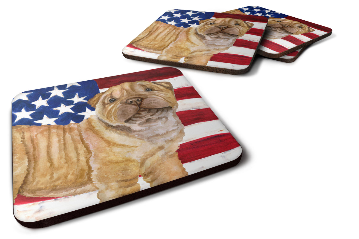 Shar Pei Puppy Patriotic Foam Coaster Set of 4 BB9719FC - the-store.com