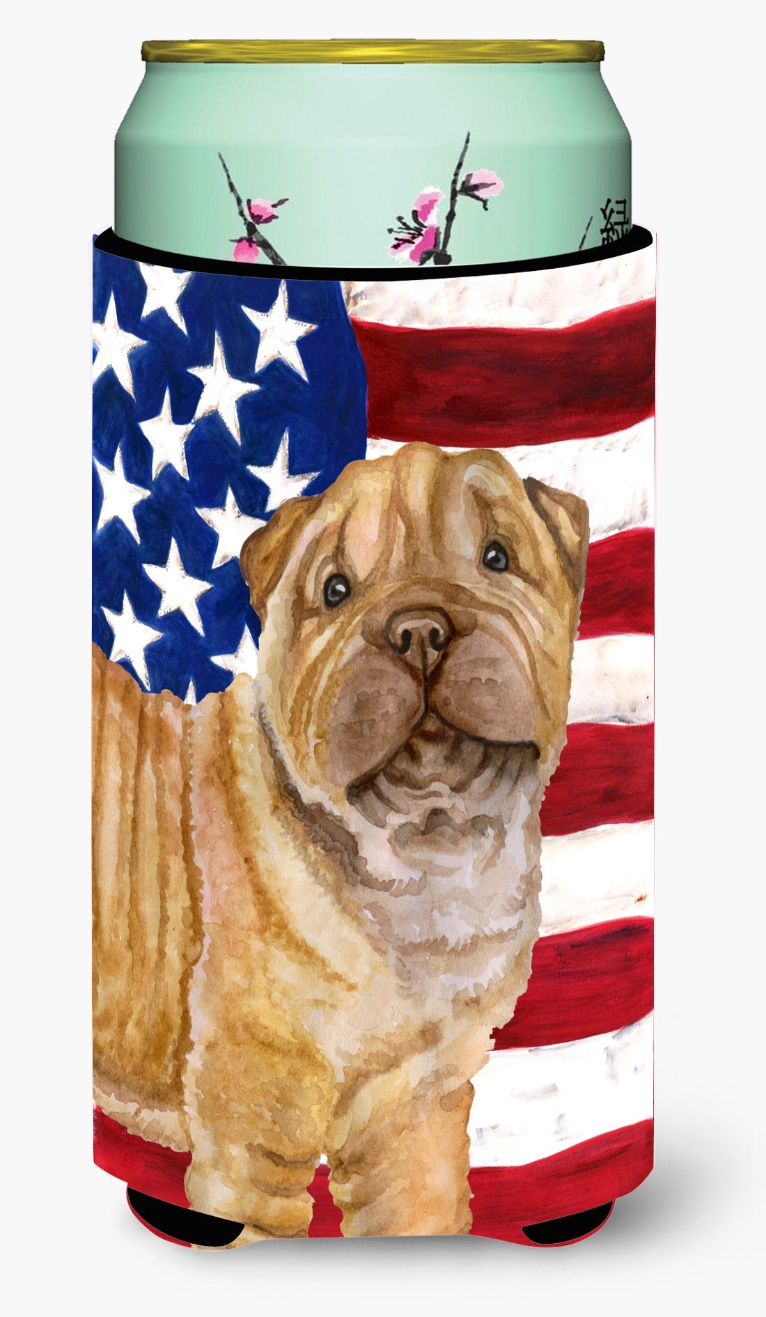 Shar Pei Puppy Patriotic Tall Boy Beverage Insulator Hugger BB9719TBC by Caroline's Treasures