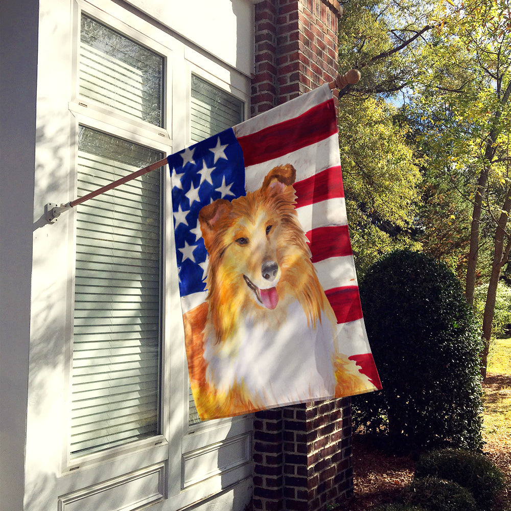 Sheltie Patriotic Flag Canvas House Size BB9720CHF  the-store.com.