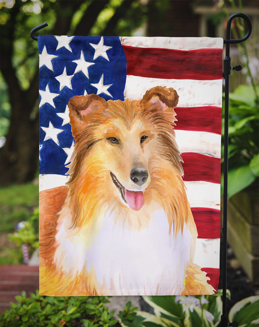 Sheltie Patriotic Flag Garden Size BB9720GF  the-store.com.