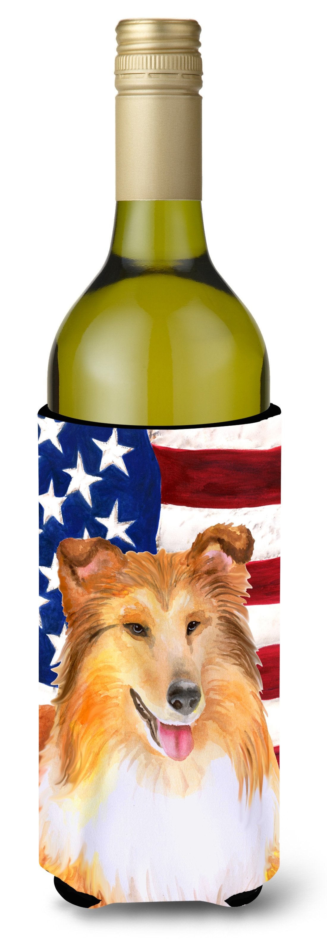 Sheltie Patriotic Wine Bottle Beverge Insulator Hugger BB9720LITERK by Caroline's Treasures