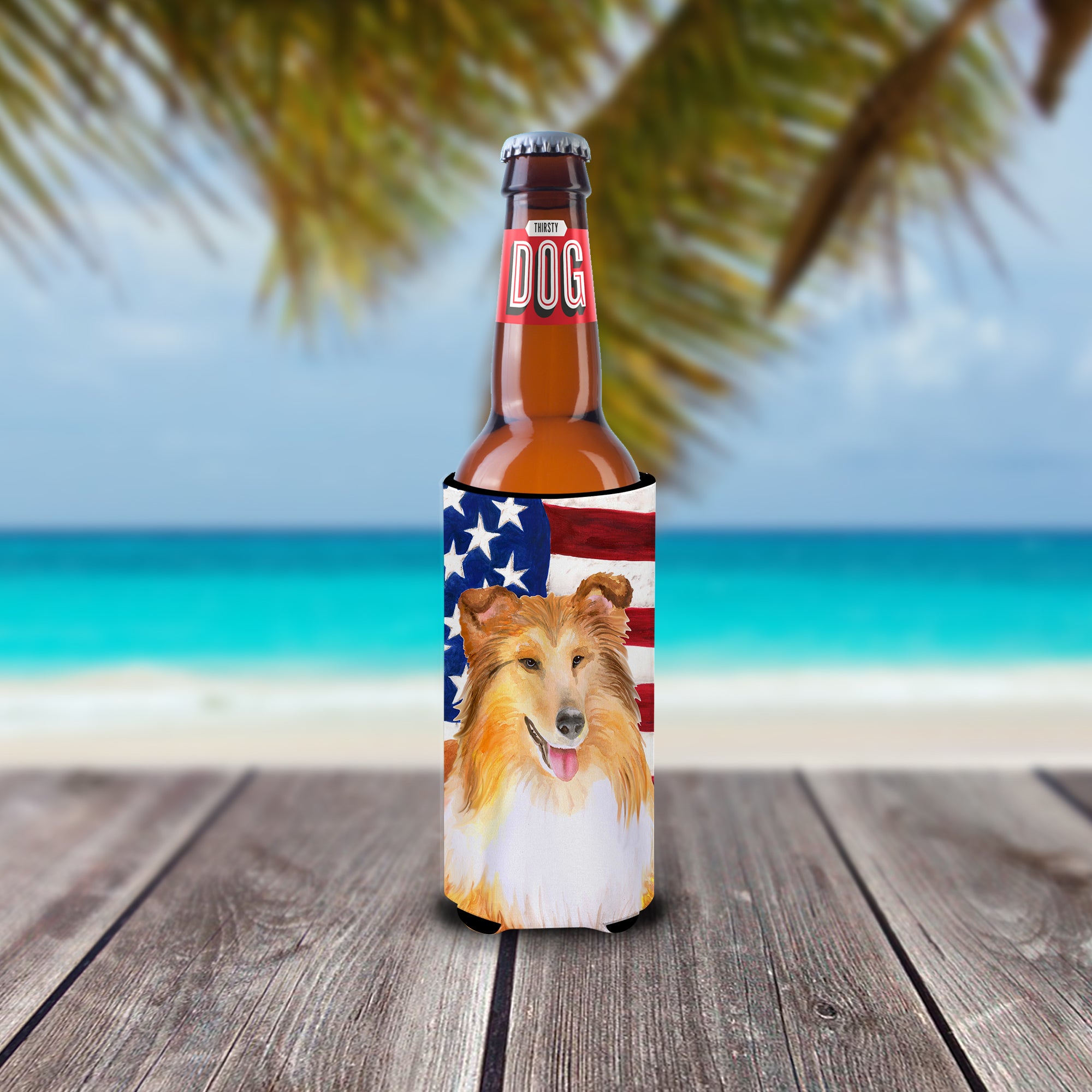 Sheltie Patriotic  Ultra Hugger for slim cans BB9720MUK  the-store.com.