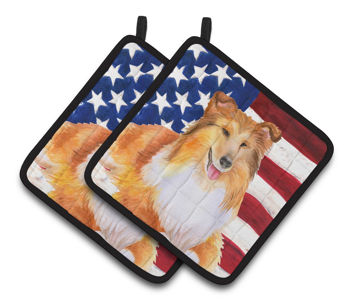 Sheltie Patriotic Pair of Pot Holders BB9720PTHD by Caroline's Treasures