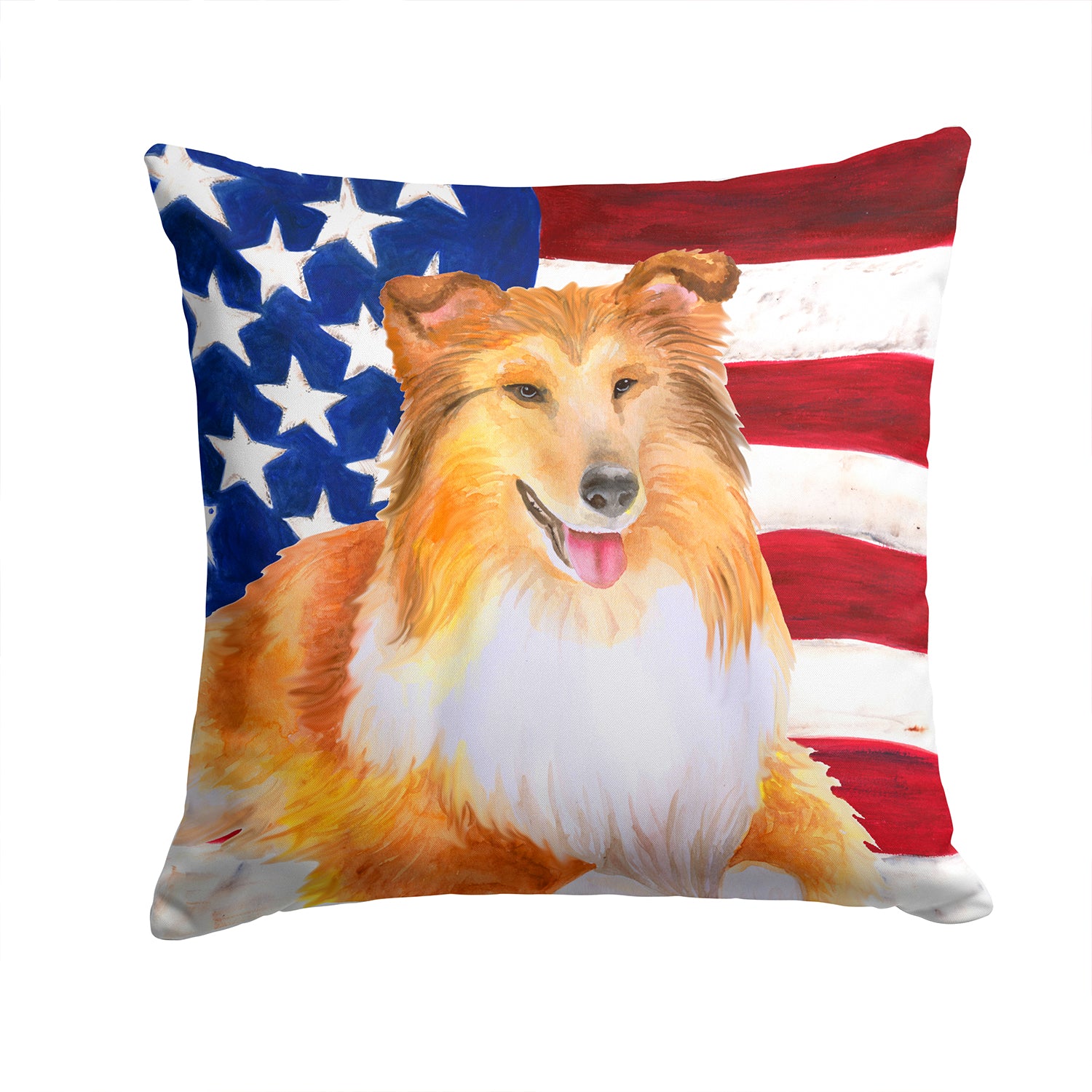 Sheltie Patriotic Fabric Decorative Pillow BB9720PW1414 - the-store.com