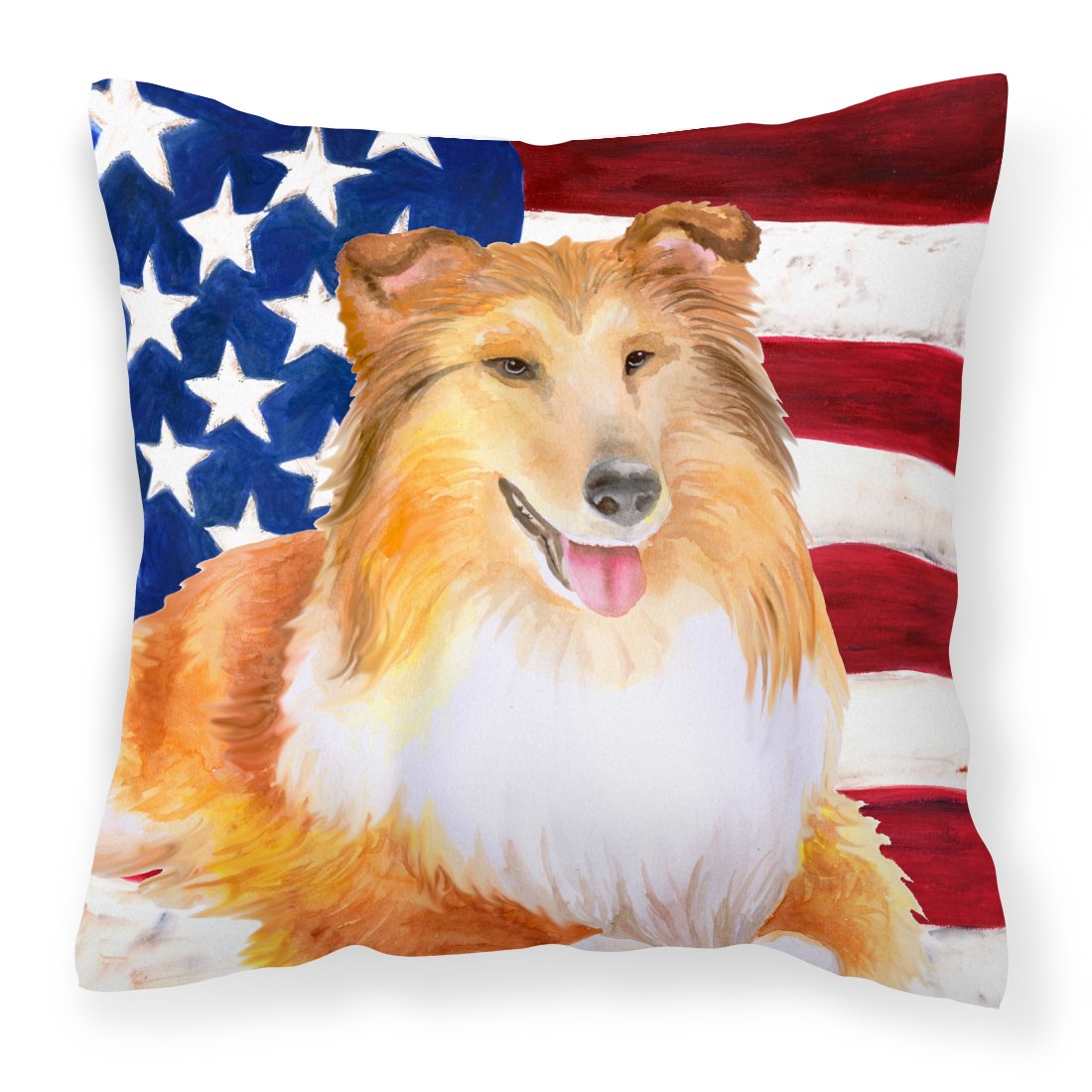 Sheltie Patriotic Fabric Decorative Pillow BB9720PW1818 by Caroline&#39;s Treasures